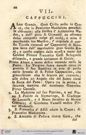 Num. VII.: Cappuccini