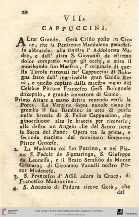 Num. VII.: Cappuccini