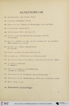 Kunstmobiliar (Nr. 464-480)