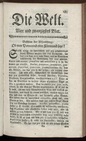 Vier und zwanzigstes Blat.