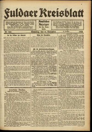 Ausgabe vom Samstag, den 16. November 1918.