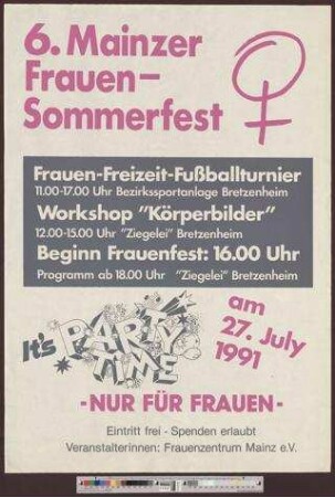 6. Mainzer-Frauen-Sommerfest : Nur für Frauen