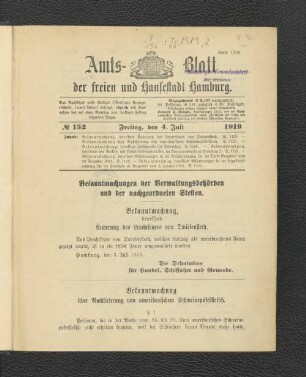 No.152, Freitag, den 4. Juli 1919