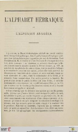 N.S. 11.1865: L' alphabet hébraïque et l'alphabet araméen