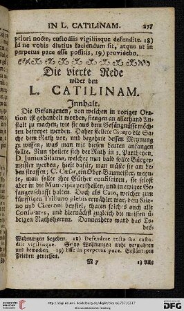 Die vierte Rede wider den L. Catilinam