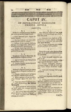 Caput IV. De Imperatoriæ Majestatis Origine Divina.