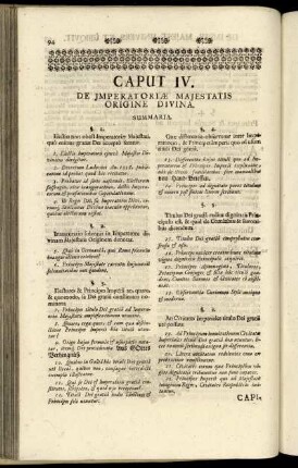 Caput IV. De Imperatoriæ Majestatis Origine Divina.