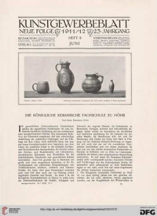 Die königliche keramische Fachschule zu Höhr