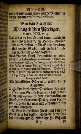 Von dem Beruff der Evangelischen Prediger.