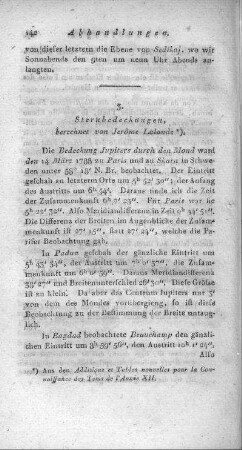 Sternbedeckungen / berechnet von Jerome Lalande