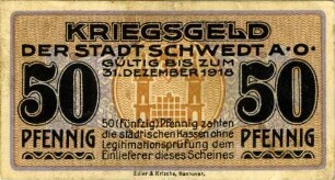 Schwedt, Stadt: 50 Pfennig 1918