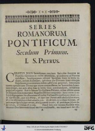 Series Romanorum Pontificum Pars I.