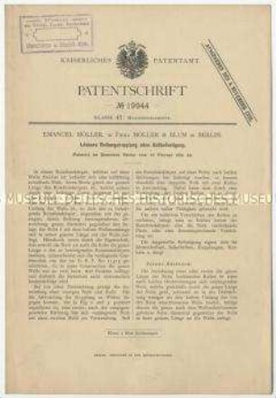 Patentschrift einer lösbaren Reibungskupplung ohne Keilbefestigung, Patent-Nr. 19944