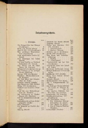 III-VII, Inhaltsverzeichnis