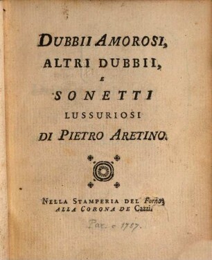 Dubbii amorosi, altri dubbii e sonetti lussuriosi