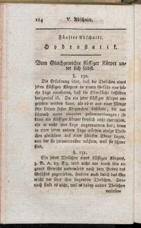 Fünfter Abschnitt. Hydrostatik