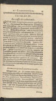 Titulus IV. In causis de volutionis