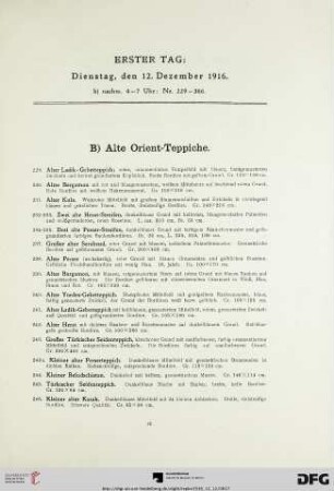 B) Alte Orient-Teppiche (Nr. 229-262)