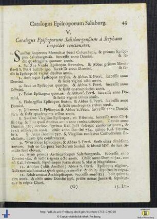 Catalogus Episcoporum Salisburgensium.