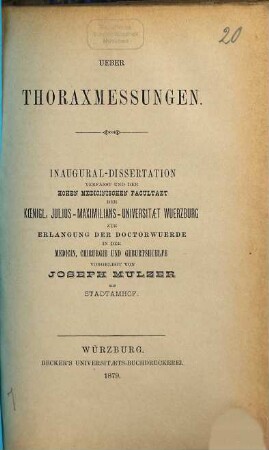Ueber Thoraxmessungen : Inaug.-Diss.