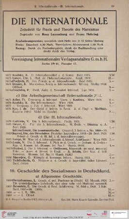 10. Geschichte des Sozialismus in Deutschland (Nr. 1686 - 1924)