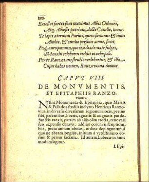 Capvt VIII. De Monvmentis, Et Epitaohiis Ranzovianis.