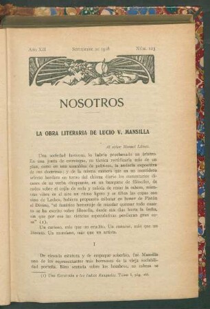 La obra literaria de Lucio V. Mansilla