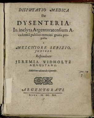 Disputatio Medica de Dysenteria