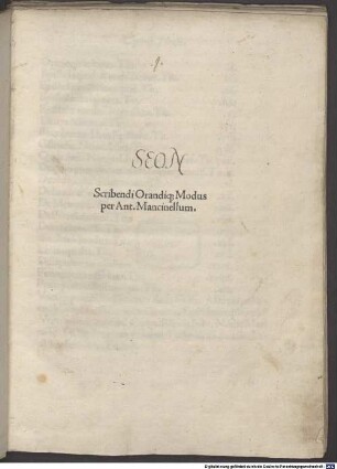 Scribendi orandique modus : mit Widmungsbrief des Autors an Valerius Crispinus, Venedig »decimo nono cal. Iunias« 1493