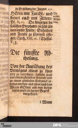Die fünffte Abtheilung.