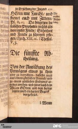Die fünffte Abtheilung.