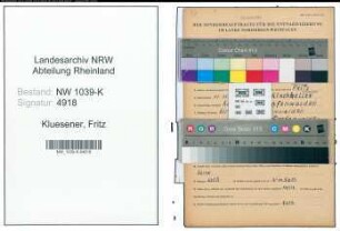 Entnazifizierung Fritz Kluesener , geb. 11.11.1885 (Gastwirt)
