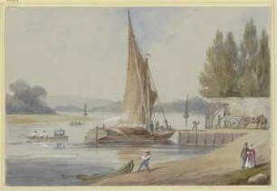 Flussufer mit Segelschiffen