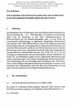 Zur Funktion und Gestaltung der Vor- und Nachspanne in Rechtschreibwörterbüchern des Deutschen