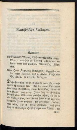 III. Französische Plaidoyers.