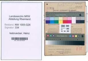 Entnazifizierung Heinz Issbruecker , geb. 10.07.1905 (Steuerberater)