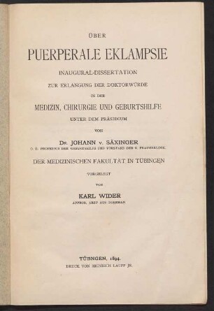 Über puerperale Eklampsie