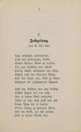 II. Festgesang. Zum 26. Mai 1891