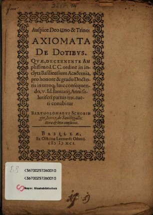 Axiomata de dotibus : [diss. inaug.]