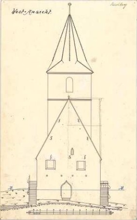 Dolmetsch, Heinrich; Kirchberg / Murr; Ev. Pfarrkirche, Restaurierung - Alter Zustand - Westseite (Ansicht)