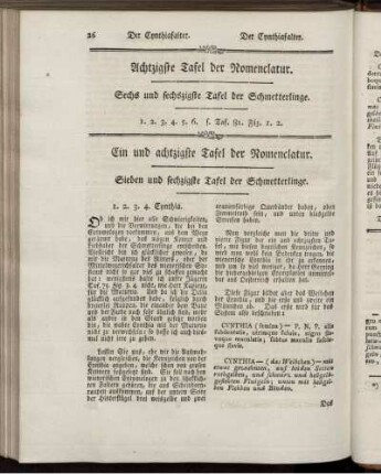 Achtzigste Tafel der Nomenclatur. [bis] Sechs und neunzigste Tafel der Nomenclatur.