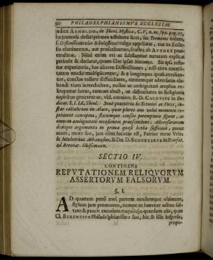 Sectio IV. Contines RefutationemReliquorum Assertorum Falsorum.