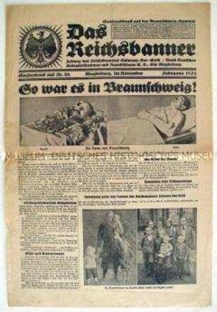 Sonderdruck der Wochenzeitung "Das Reichsbanner" zum Mord an zwei Kameraden durch die Nazis in Braunschweig