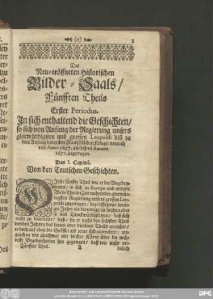 Des Neu-eröffneten Historischen Bilder-Saals, Fünfften Theils ...