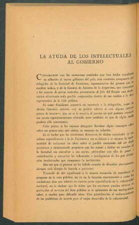 La ayuda de los intelectuales al gobierno