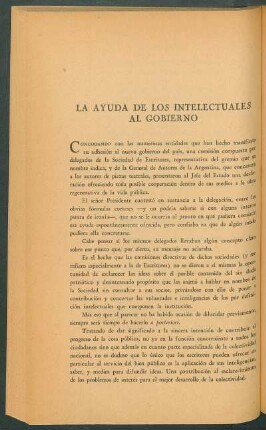 La ayuda de los intelectuales al gobierno
