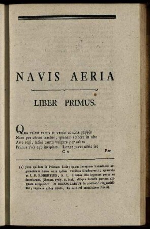 Navis Aeria / Liber Primus