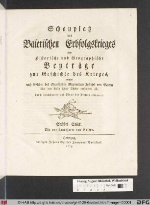 Mit der Landcharte von Baiern
