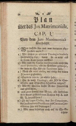 Cap. I. Von dem Jure Matrimoniali überhaupt.