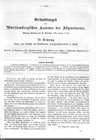79. Sitzung, Stuttgart, 20.11.1888